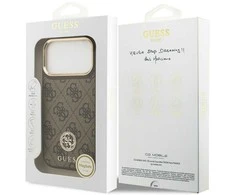 GUESS dėklas, skirtas IPHONE 17 Pro, suderinamas su MagSafe GUHMP17LP4GRMDEW (PU su 4G Strass logotipu), ruda