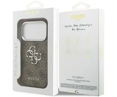 „Guess 4G Big 4G Classic Logo“ dėklas Apple iPhone 17 Pro, rudas / sidabrinis