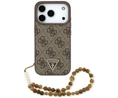 Original dėklas GUESS 4G Strap Triangle Logo MagSafe skirtas Apple iPhone 17 Pro rudos spalvos