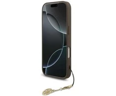 Guess 4G Charm dėklas skirtas Apple iPhone 17 Pro Tone on Tone rudos spalvos