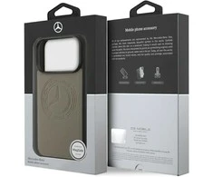Dėklas Mercedes Leather Vintage Logo MagSafe Apple iPhone 17 Pro taupe