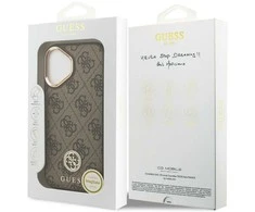 GUESS dėklas, skirtas IPHONE 17, suderinamas su MagSafe GUHMP17SP4GRMDEW (PU su 4G Strass logotipu), ruda