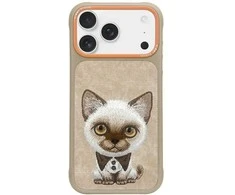 Nimmy Big Eyed Pet 2.0 Cat Dėklas skirtas Apple iPhone 17 rusvai gelsvas