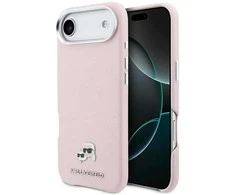 Dėklas Karl Lagerfeld Karl &amp; Choupette Head Pins Saffiano MagSafe iPhone Air Case - Rožinė