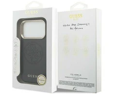 „Guess“ perforuotas 4G „MagSafe“ dėklas, skirtas „iPhone 17 Pro Max“ - juodas