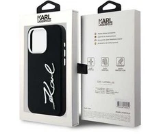 Dėklas Karl Lagerfeld Silicone Metal Script Logo iPhone 15 Pro Max Case - Juodas