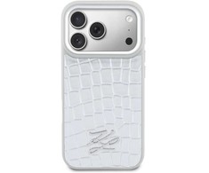 Dėklas Karl Lagerfeld Croco KL Script Logo MagSafe case for iPhone 17 Pro Max - sidabrinis