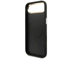 Guess PU Leather 4G Triangle Logo Gold Frame MagSafe dėklas skirtas Apple iPhone 17 Air juodos spalvos