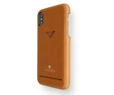 Telefono dėklas su kortelės skyriumi iPhone XS Max, karamelinės rudos spalvos