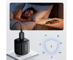 Joyroom JR-TG7 33W USB-A + USB-C sieninis įkroviklis su 60W USB-C į USB-C 1m laidu - Juodas