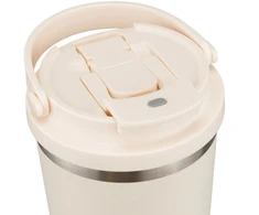 Juodas, praktyczny kubek termiczny ze stali nierdzewnej su praktycznym laikikliu, talpa 560ml - Peterson