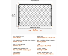 VEVOR Grandinėlių tvoros varteliai 2.2-6 m x 1.8 m, be stulpų