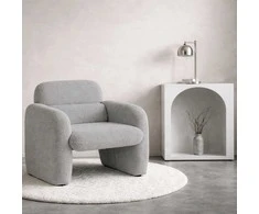 TOGO pilkas „Boucle“ modernus poilsio fotelis