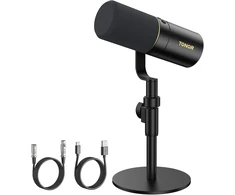 TONOR dinaminis mikrofonas su USB ir XLR jungtimis, kardioidinis, 3,5 mm ausinių išėjimas, TD520