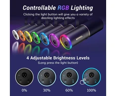 TONOR dinaminis USB/XLR mikrofonas su RGB šviesa, nuleidžiamu stovu, TD520S+