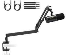 TONOR dinaminis XLR ir USB mikrofonas su stovu, kardioidinės krypties, TD510