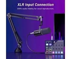 TONOR podcastų įrašų rinkinys su XLR mikrofonu, audio sąsaja ir RGB efektų mikseriu E7