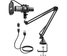 TONOR USB kondensatorinis kardioidinis mikrofonas su reguliuojamu stovu ir pop filtru TC30+
