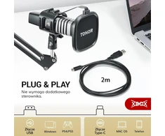TONOR USB kondensatorinis kardioidinis mikrofonas su reguliuojamu stovu ir pop filtru TC30+