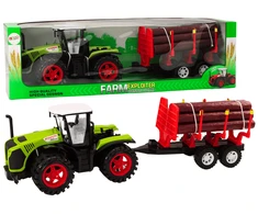 Lean Toys Žaislinis traktorius su medienos priekaba