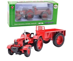 Lean Toys Metalinis raudonas traktorius 1:18 masteliu