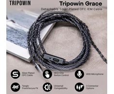 Tripowin ausinių keitimo laidas su mikrofonu 3,5 mm ir 0,78 mm 2 kontaktų jungtimi Grace