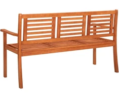Trivietis sodo suoliukas su pagalvėle, 150cm, eukalipto masyvas