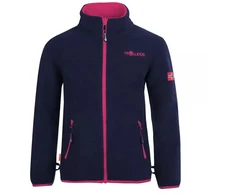 Trollkids mergaitiška striukė „Oppdal Jacket XT“, užtraukiamas flisinis džemperis mergaitėms, tamsiai mėlyna / rožinė (415-114)