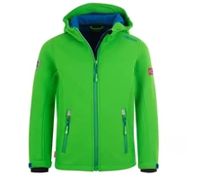 TrollKids Vaikiška "Trollfjord" striukė, ryškiai žalia/vidutiniškai mėlyna, vėjo nepraleidžianti softshell (161-304)
