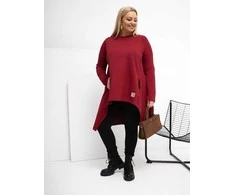Tunika moterims bordo spalvos plus size fasono