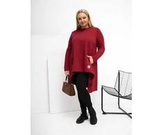 Tunika moterims bordo spalvos plus size fasono