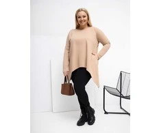 Tunika moterims plus size tamsiai smėlio spalvos