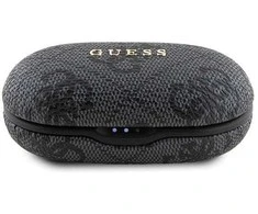 Dėklas TWS Guess 4G Metalinės Bluetooth ausinės su ENC doko stotimi - juodos spalvos