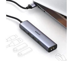 Ugreen daugiafunkcis USB 3.0 adapteris-HUB: 3x USB / Ethernet RJ-45 / USB Type-C PD, pilkas (CM475)