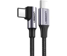 Ausinės Ugreen US255 50125 USB-C (tiesus) / USB-C (kampinis) PD QC laidas 60W 3A 2m - pilkas