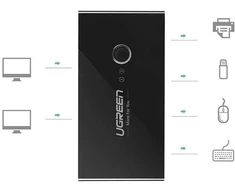 Ausinės Ugreen USB jungiklių centras 4x USB 3.2 Gen 1 USB perskirstytojas dviem kompiuteriams juodas (US216 30768)