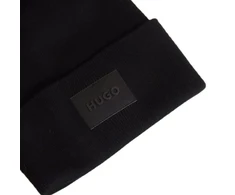Uniseks megzta medvilninė žieminė kepurė Hugo Boss Xevon, juoda