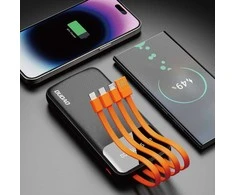 universalus maitinimo blokas 10000 mAh su USB laidu, C tipo USB, Lightning , juodas (K6Pro-juodas)