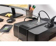 UPS UPS Linijinis interaktyvus 600VA/360W AVR 4x SCHUKO 3x IEC C13 1x USB A 1x USB B RJ45