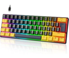 UrChoiceLtd mechaninė žaidimų klaviatūra 60%, 61 mygtukas, UK išdėstymas, RGB, Hot-swap, raudoni jungikliai MK21