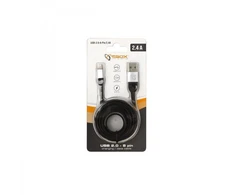 USB-A į Lightning įkrovimo laidas, 1,5 m, juodas/sidabrinis