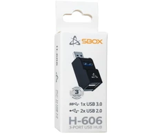 USB-A šakotuvas su 3 prievadais Sbox H-606, juodas