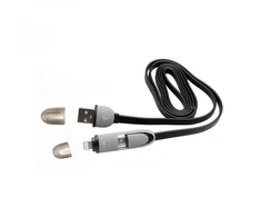 USB A–microUSB ir Lightning įkrovimo laidas, 1 m, juodas