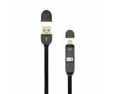 USB A–microUSB ir Lightning įkrovimo laidas, 1 m, juodas