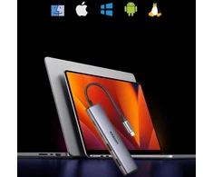 USB-C šakotuvas - 2 x USB-A / 2 x USB-C 20 cm Ugreen CM473 - pilkas