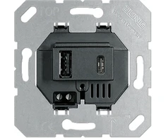 USB lizdas JUNG USB15CASW, juodas