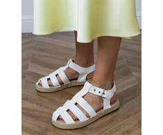 Uždari baltos spalvos moteriški espadrilės tipo sandalai