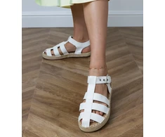 Uždari baltos spalvos moteriški espadrilės tipo sandalai