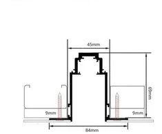 Užglaistomas magnetinės sistemos bėgelis OPTONICA, juodas, 2m, R35