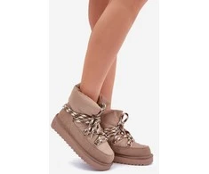 Užsegami Suede Žieminiai Batai Moterims su Storais Raišteliais D.Franklin DFSH375003 Taupe